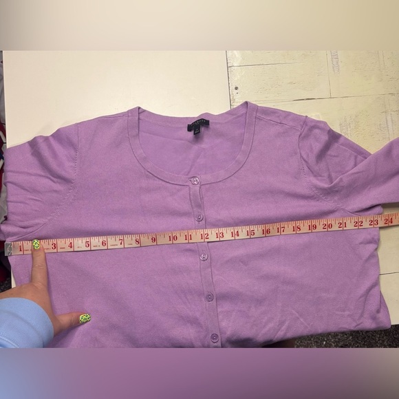 Talbots Plus Size 1X Button Up Cardigan Lightweight Purple Lavender Lilac - Picture 3 of 6